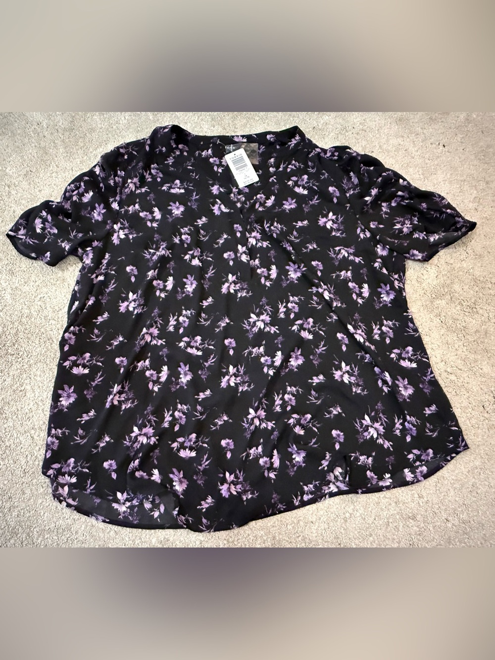 torrid Black Blouse with Lavender Floral Print